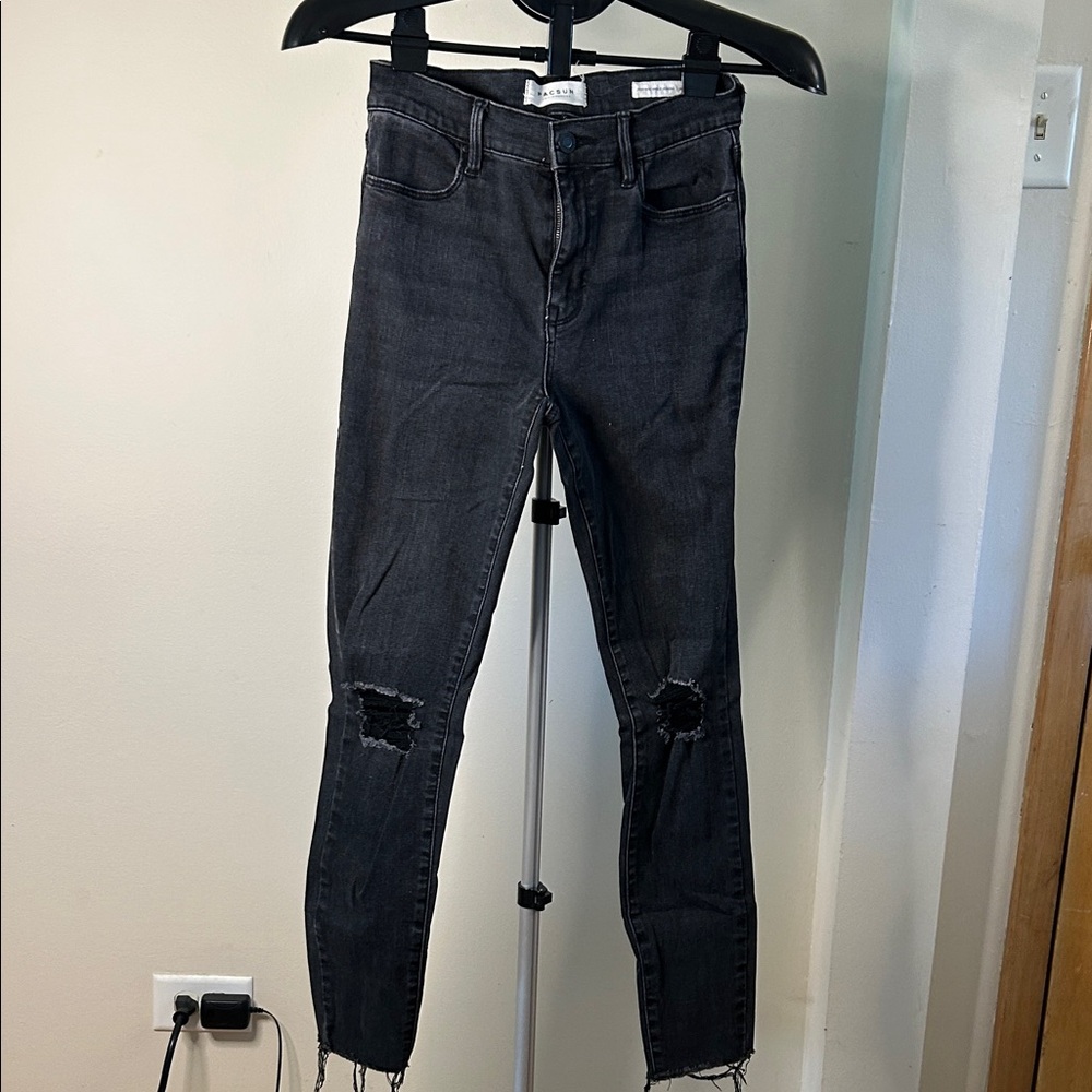 Pacsun Women's Black Distressed High Ankle Jegging Skinny Jeans